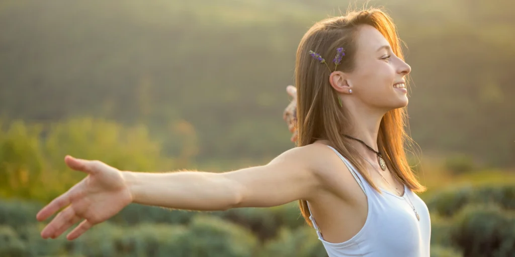 Woman feeling happy and healthy after Vitamin D injection